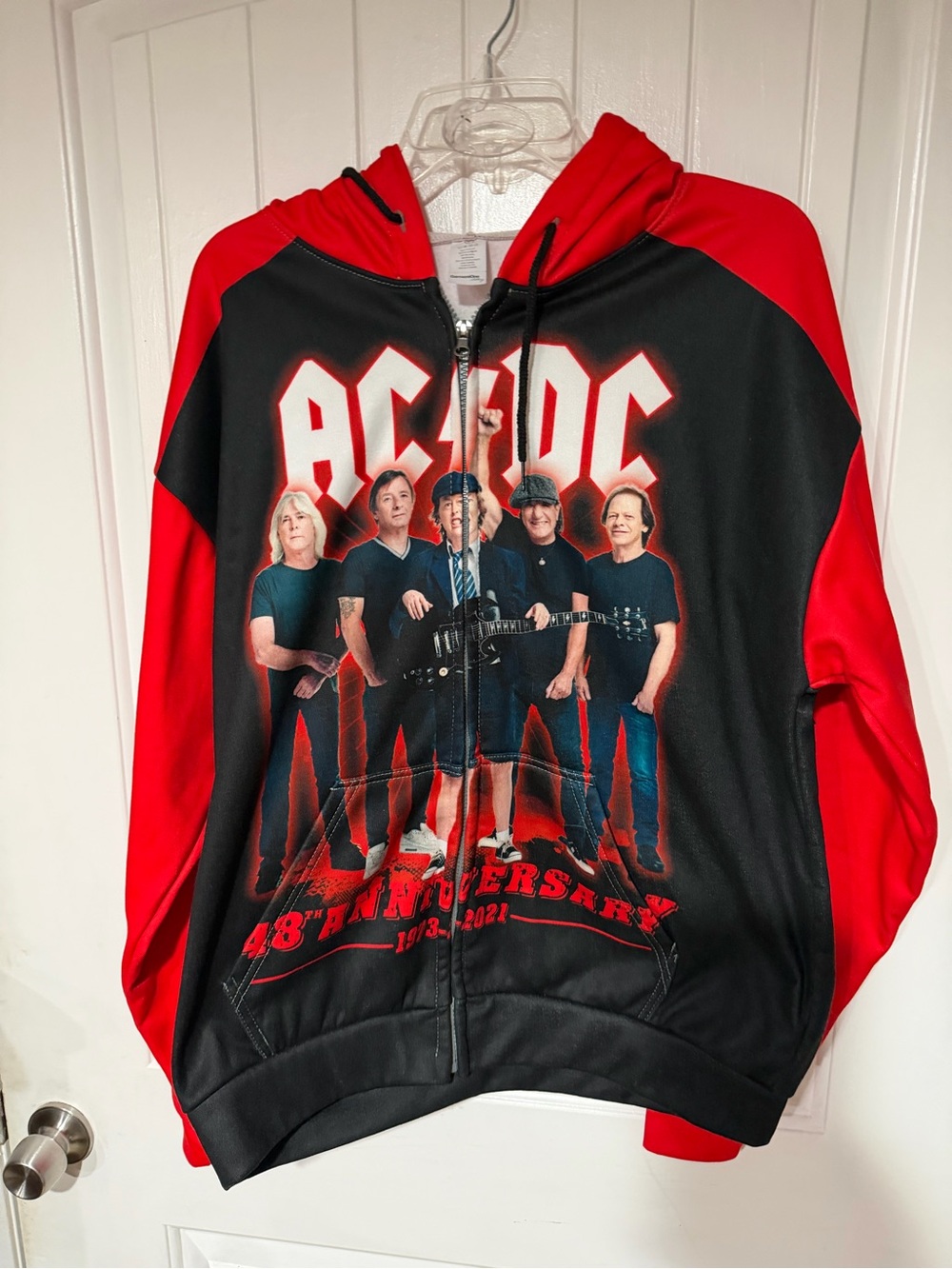 AC/DC Black and Red Full-Zip Graphic Hoodie Jacket